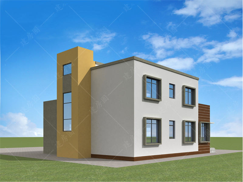 農(nóng)村二層現(xiàn)代自建房設計圖紙背面效果圖
