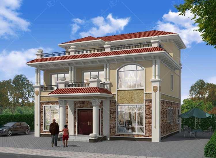 農(nóng)村40萬(wàn)三層歐式自建別墅設(shè)計(jì)圖紙，帶全套施工圖