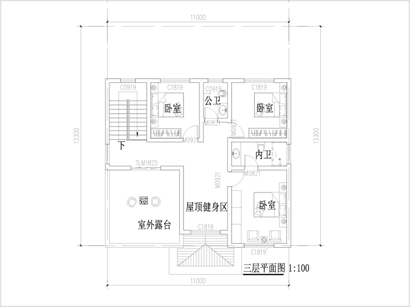 歐式小別墅三層平面布局