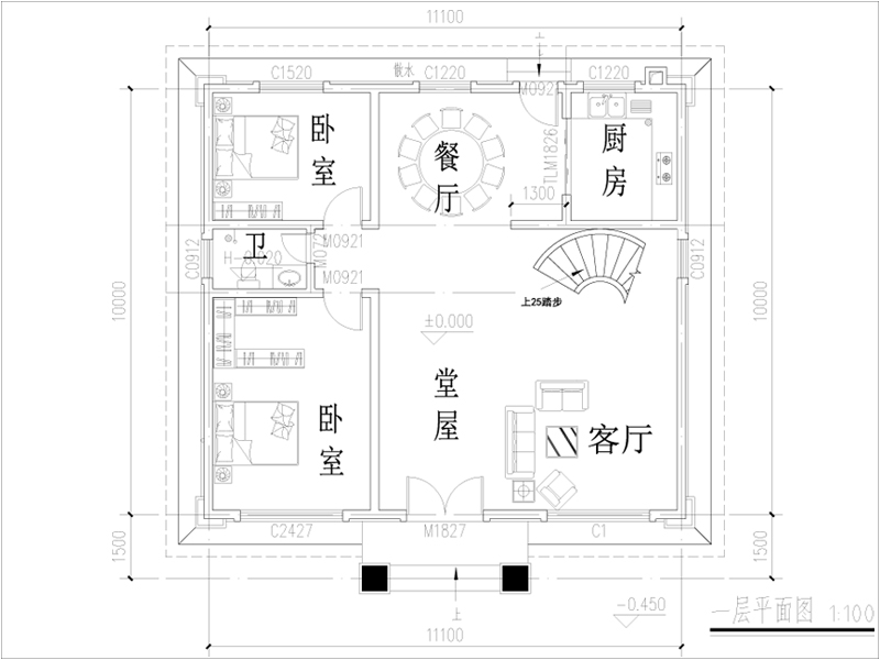 30萬(wàn)農(nóng)村三層別墅一層戶型圖