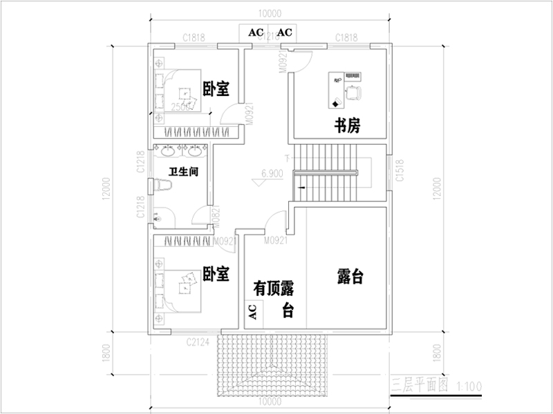 農(nóng)村別墅三層戶型圖