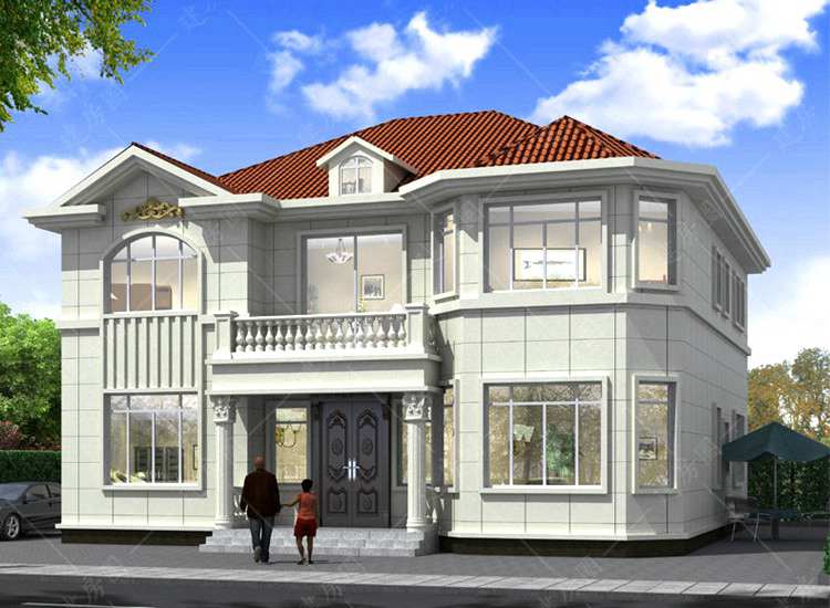 新農村二層歐式自建別墅設計圖，帶玄關設計