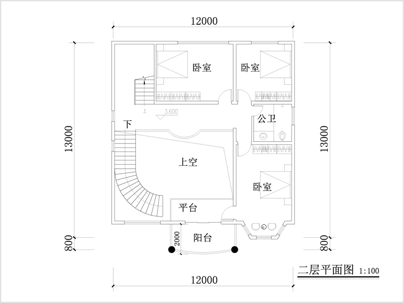 歐式別墅二層平面圖