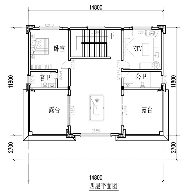 豪華大氣歐式別墅四層戶型圖