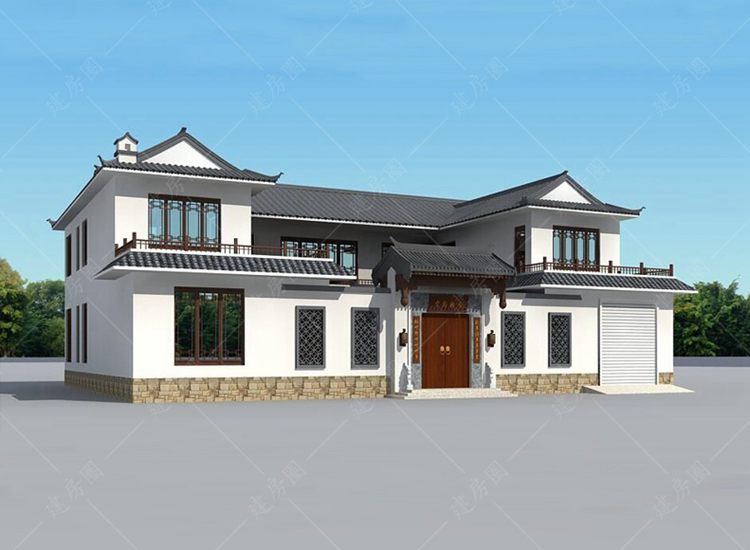 農(nóng)村二層四合院設(shè)計(jì)圖，帶車庫(kù)設(shè)計(jì)
