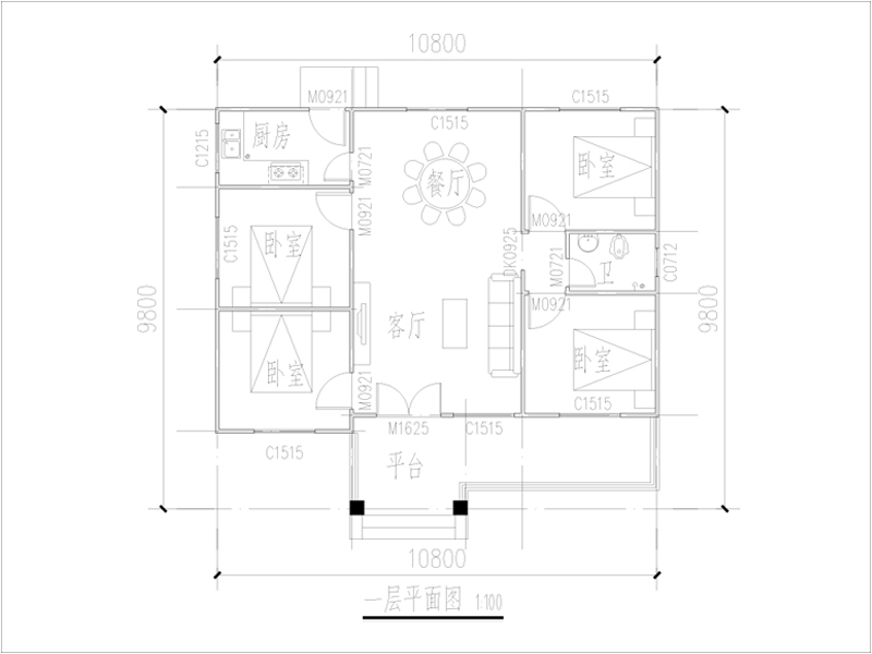 農村10萬一層小洋房戶型圖
