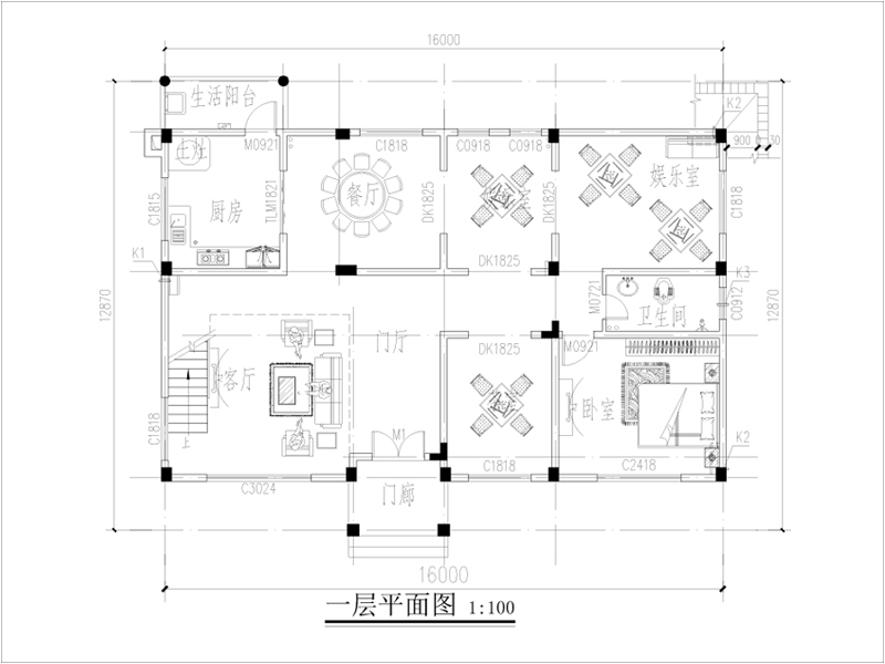 三層歐式別墅戶型圖