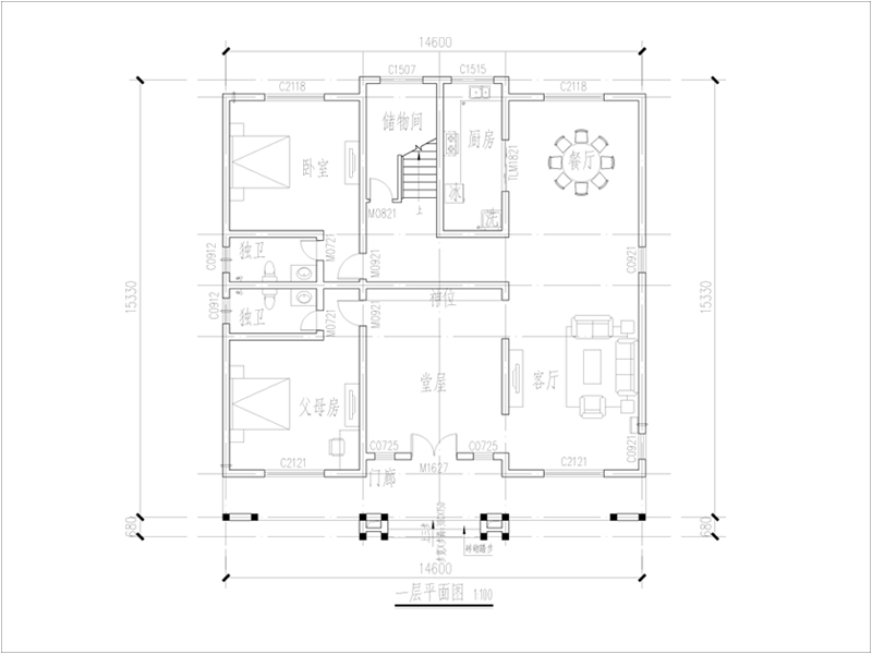 農(nóng)村二層別墅設(shè)計戶型圖