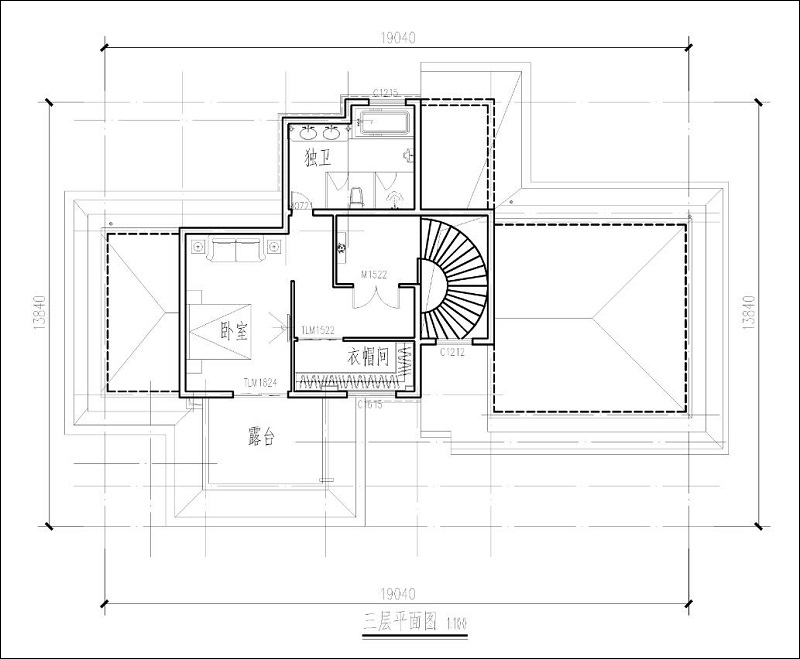 農(nóng)村二層半別墅建筑平面圖