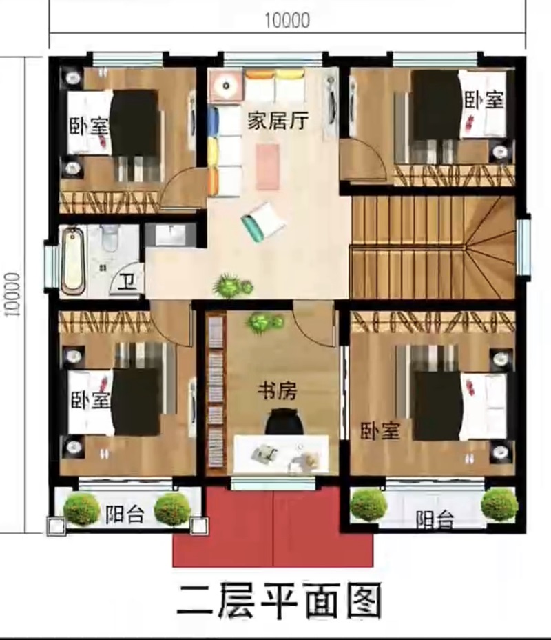二層農(nóng)村簡約別墅設(shè)計平面圖