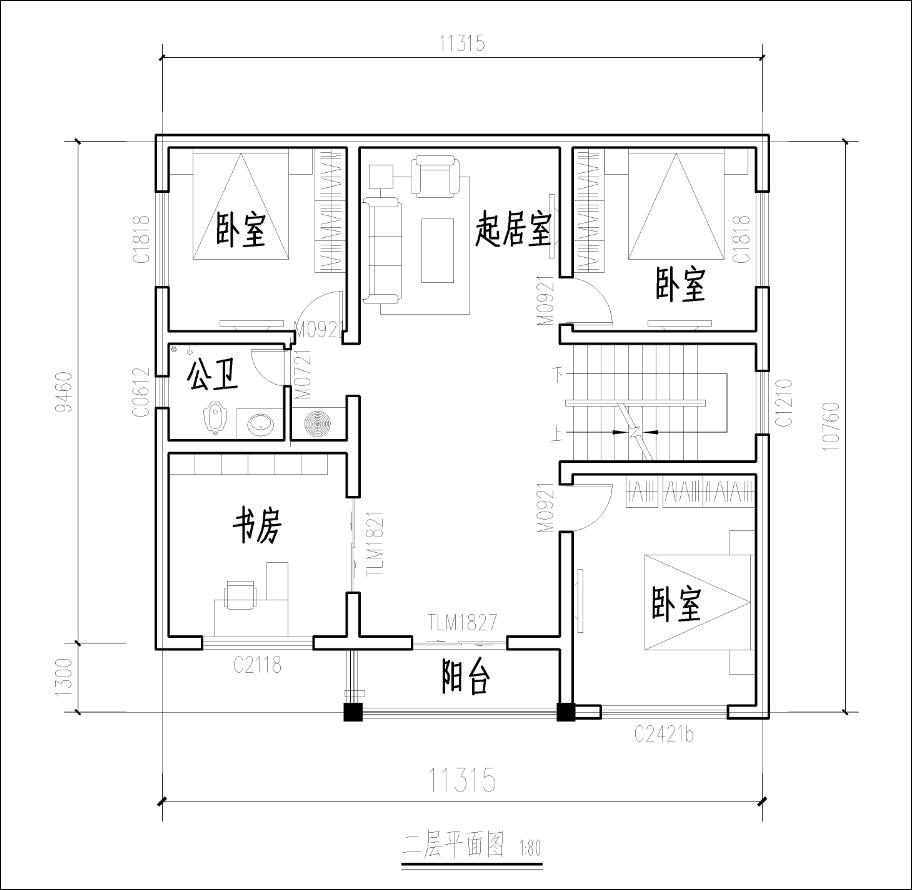 三層鄉(xiāng)村別墅平面布局圖