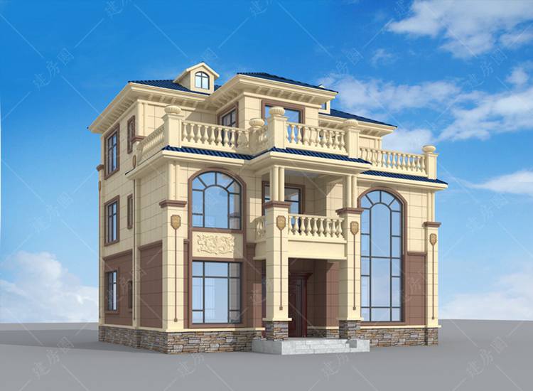 農(nóng)村三層歐式自建房戶型圖帶外觀效果圖