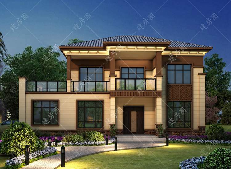 兩層新中式自建房設計圖，款式新穎耐看