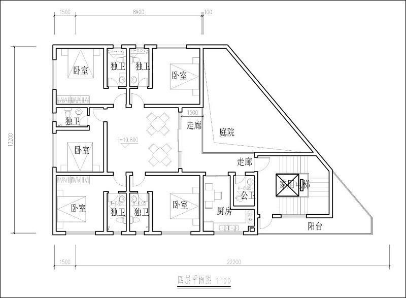 農(nóng)村四層樓房設計戶型圖