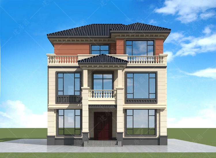 三層新中式自建房設(shè)計圖，海派風(fēng)格