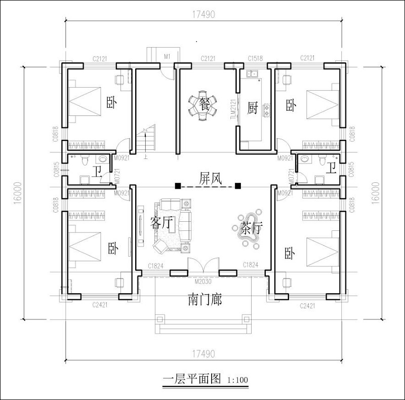中式豪宅別墅戶(hù)型設(shè)計(jì)圖