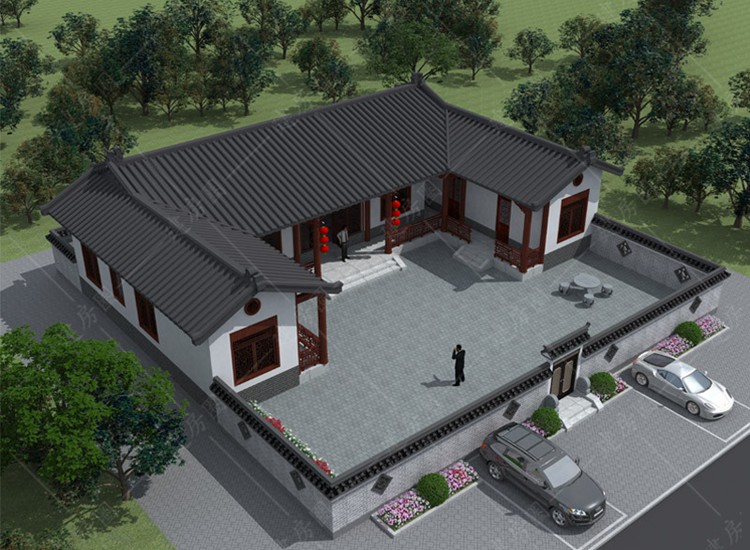 農(nóng)村一層自建房設(shè)計(jì)圖帶院子景觀