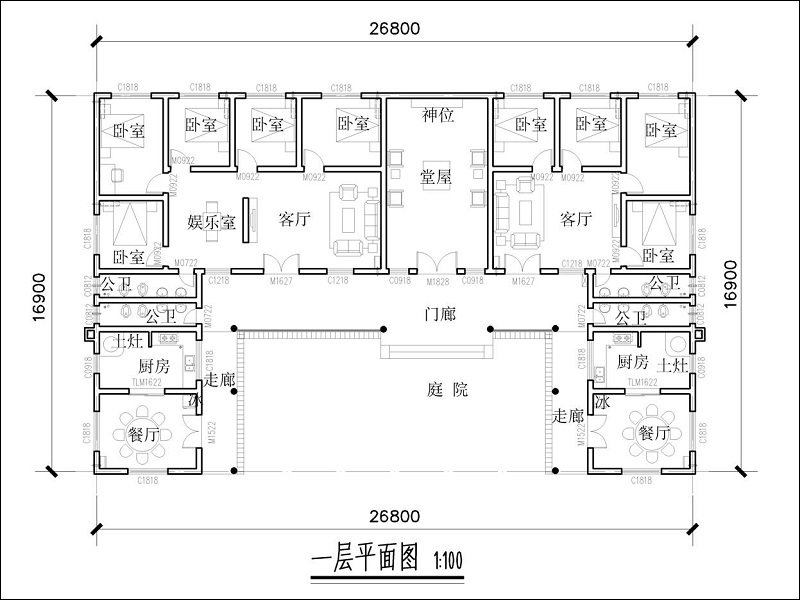 農(nóng)村一層歐式小院戶型圖