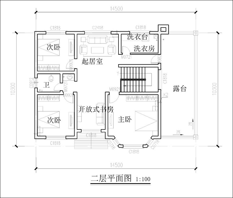 農(nóng)村二層自建房設(shè)計(jì)戶型圖