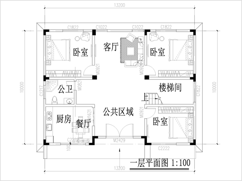 農(nóng)村自建房設(shè)計(jì)圖一層平面圖