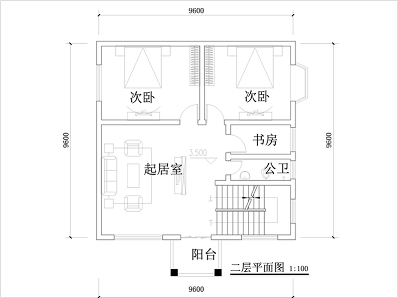 100平方村三層小別墅戶型圖