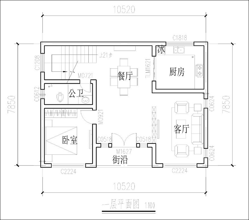 80平方米二層小別墅平面圖