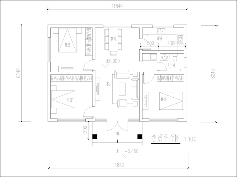 農(nóng)村10萬左右自建房平面圖