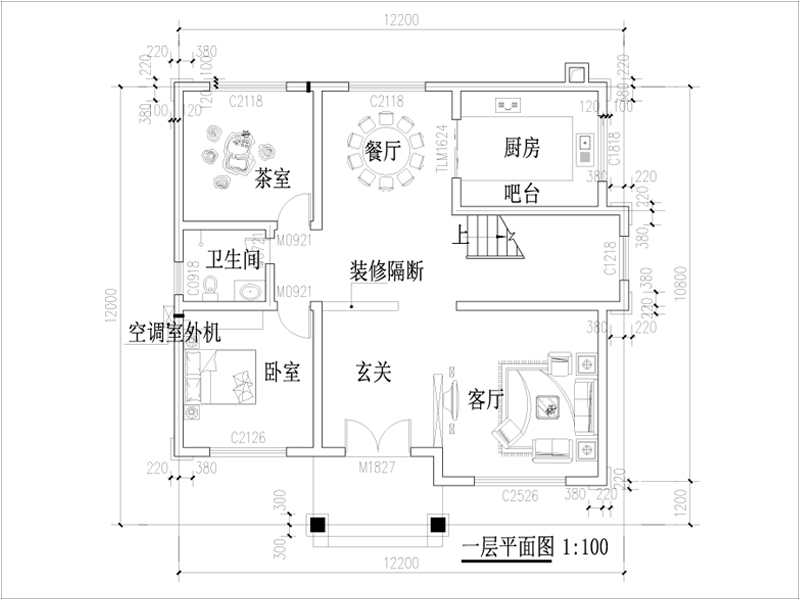 12X12建房設(shè)計平面圖