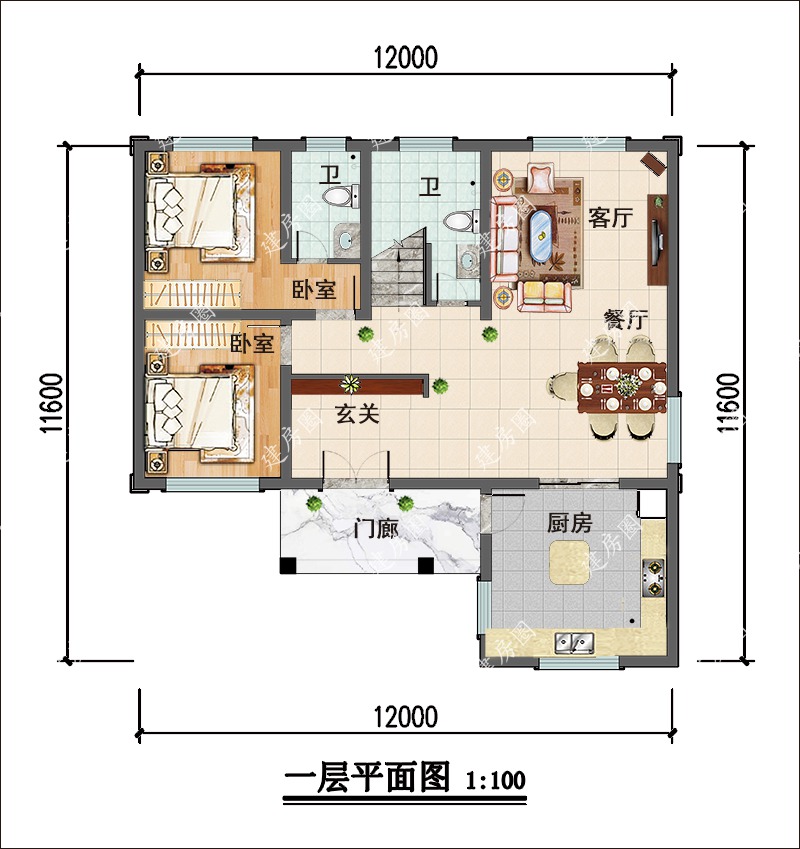 農(nóng)村簡(jiǎn)單自建房一層戶(hù)型圖