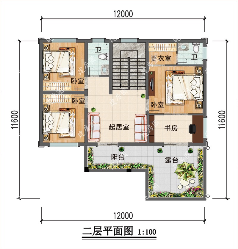 農(nóng)村簡(jiǎn)單自建房二層平面圖