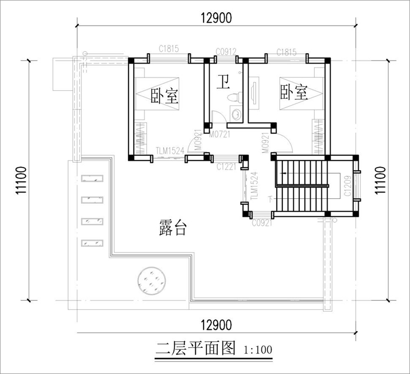 農(nóng)村二層現(xiàn)代自建房設計圖紙二層平面布局圖