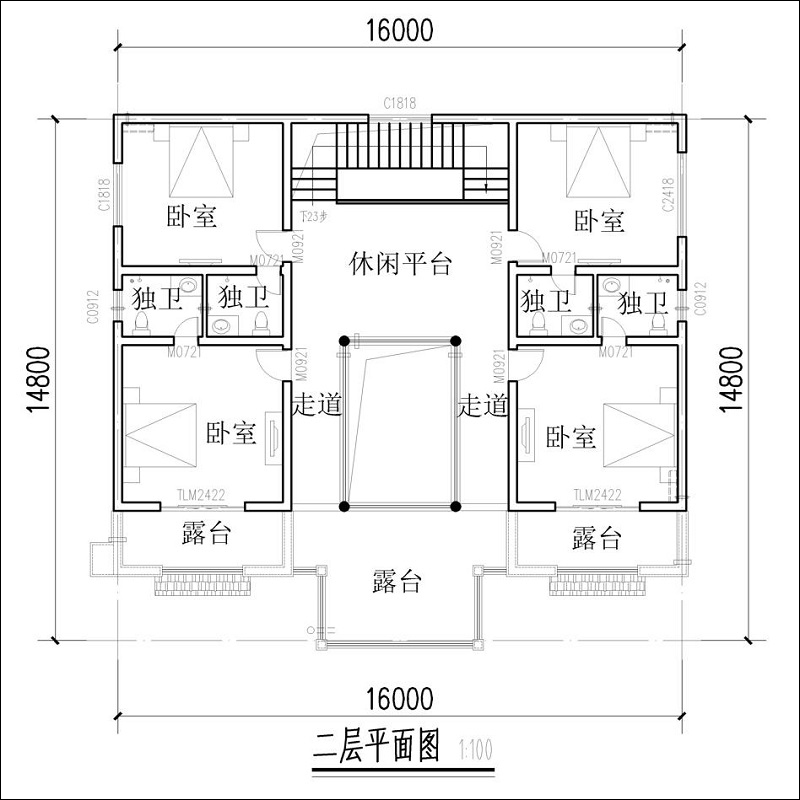 農(nóng)村兩層四合院戶型圖
