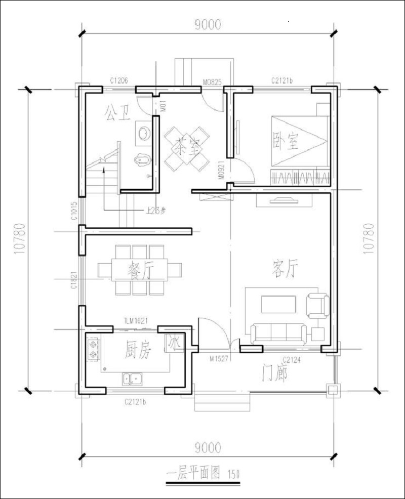 9米x10米三層自建房平面圖