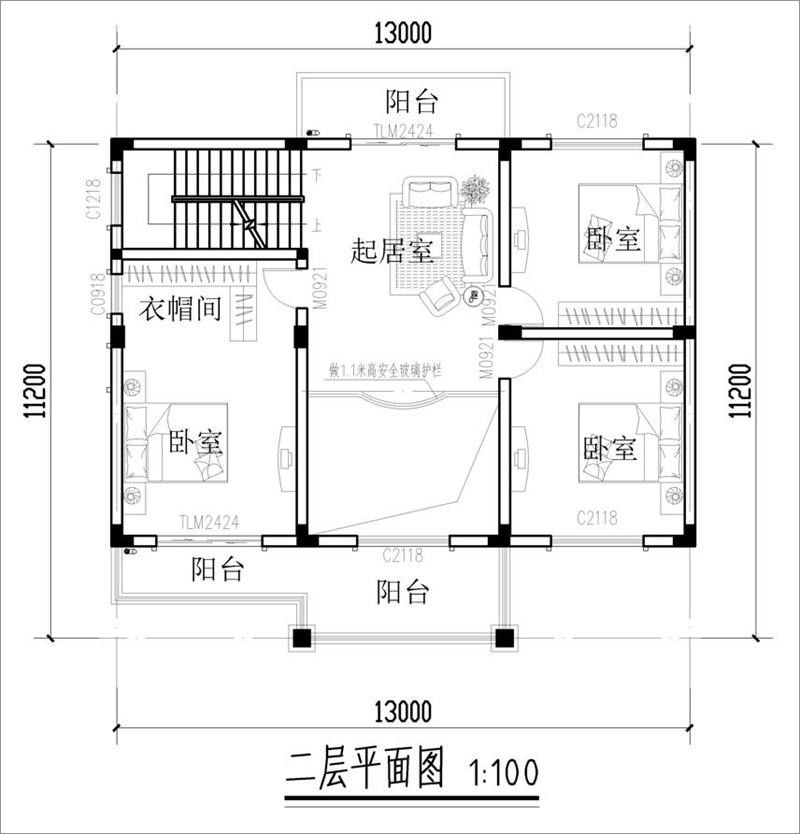農村自建簡單二層戶型圖