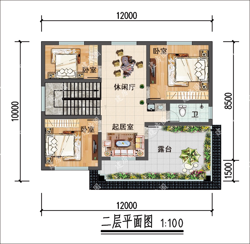 農村自建別墅設計二層戶型圖