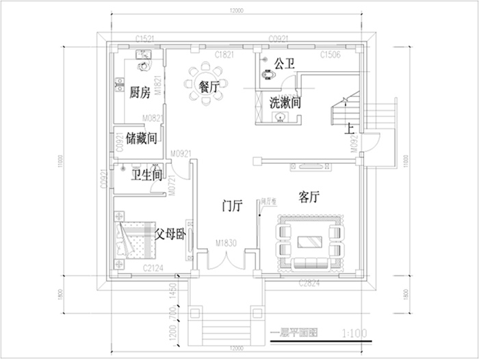 農(nóng)村130平方三層自建別墅平面圖