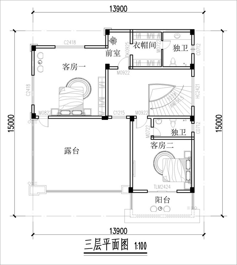 三層別墅戶型圖