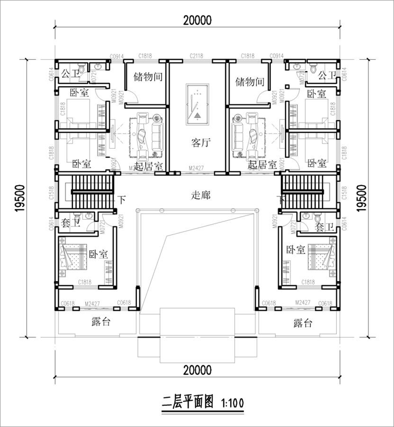 農(nóng)村四合院二層戶型圖