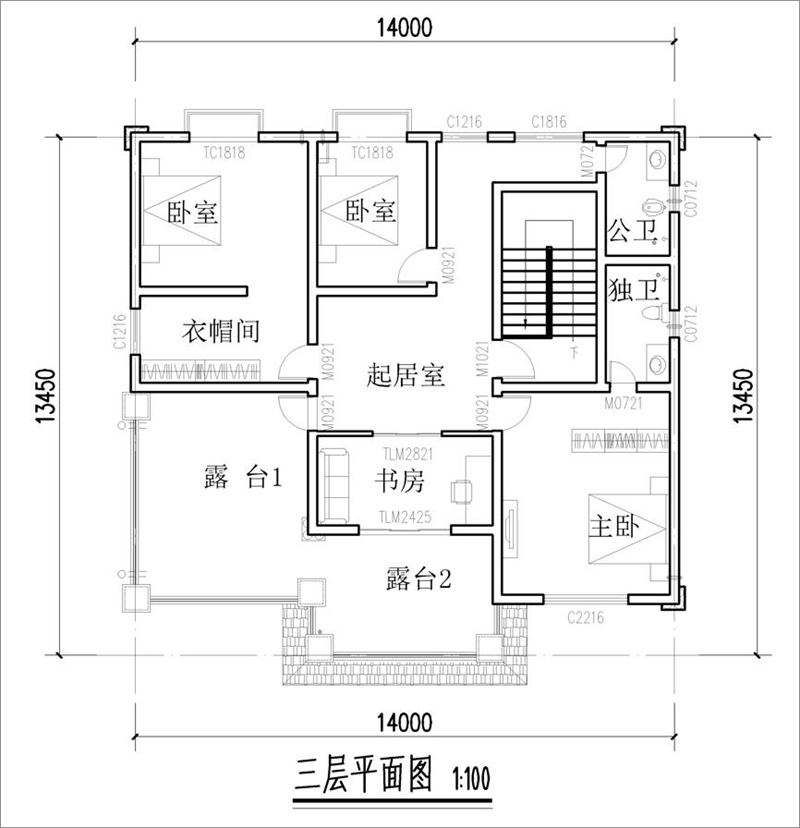 三層別墅平面布局圖
