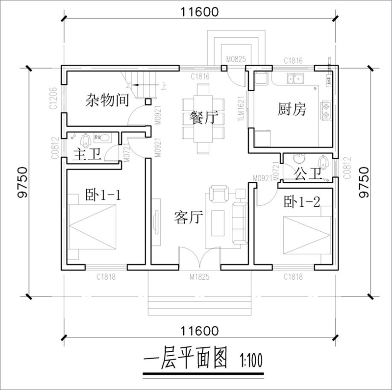 三層樓房一層平面圖