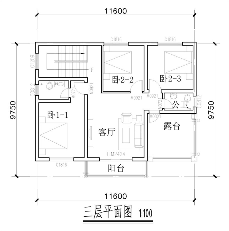 農(nóng)村三層樓房平面圖