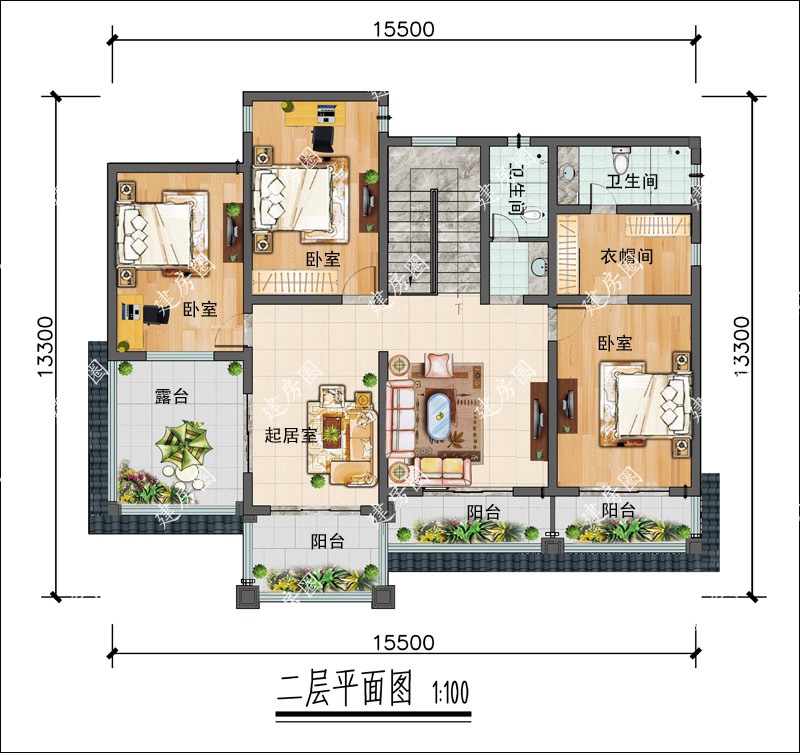 農(nóng)村四間自建房二層戶型圖