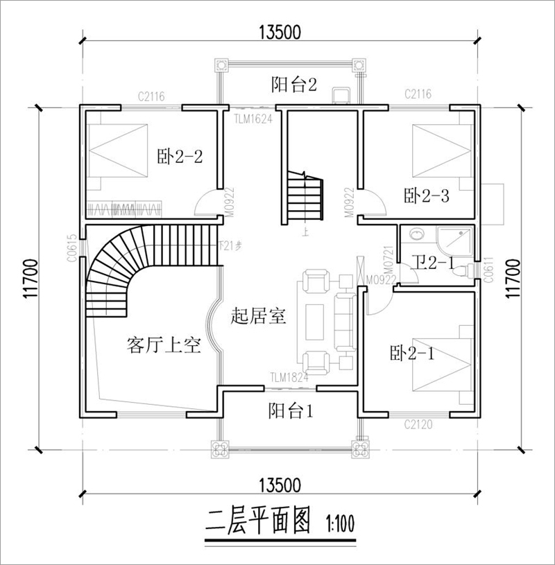 二層平面戶型圖