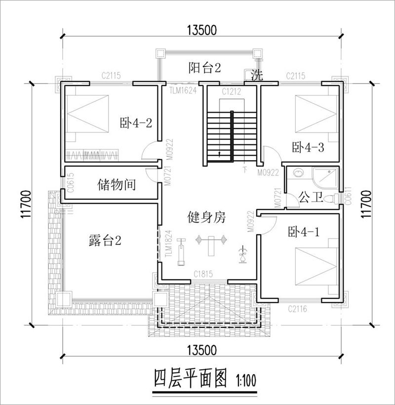 農(nóng)村四層別墅戶型圖