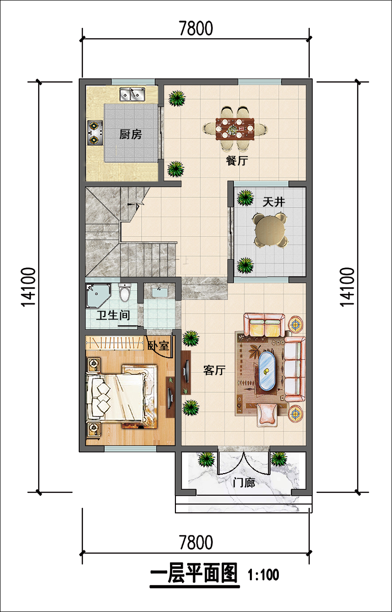 8x15米自建房平面圖