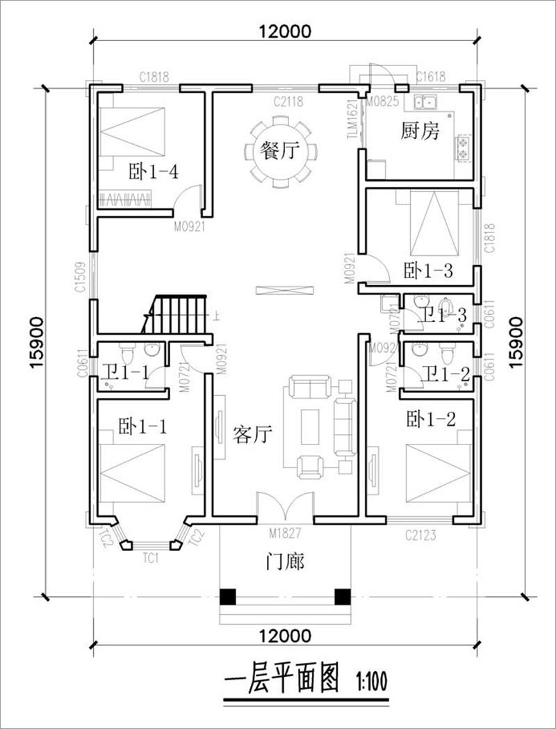 農村二層小別墅平面圖