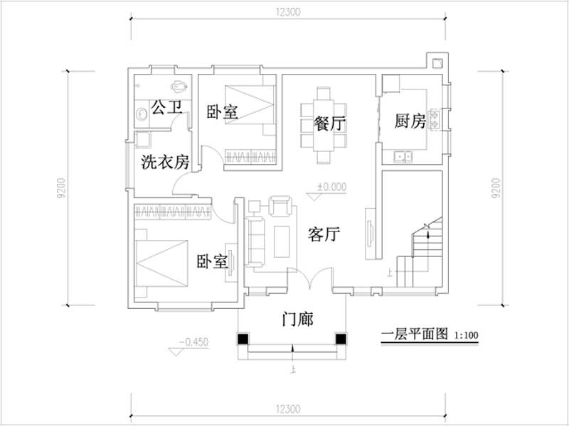 12米x9米自建房平面圖紙