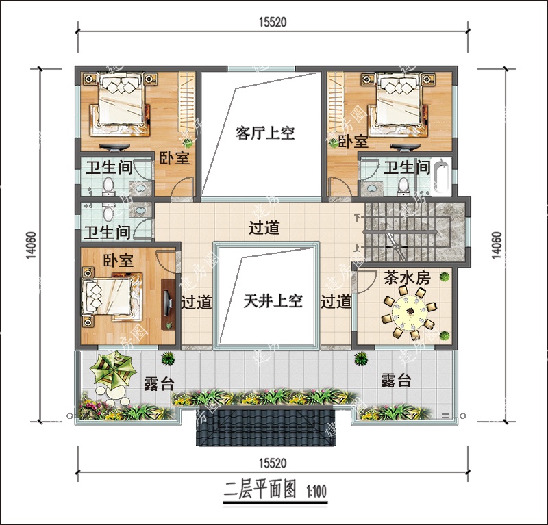 二層四合院設(shè)計平面圖