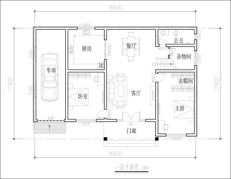 鄉(xiāng)村自建房屋一層平面圖