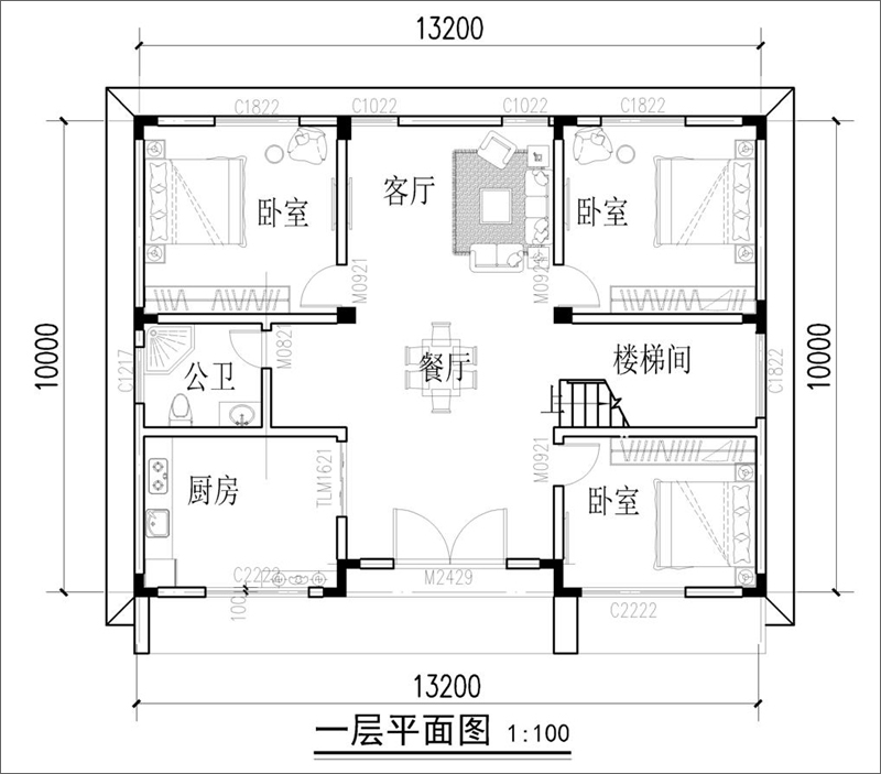 農(nóng)村小型框架別墅設(shè)計平面圖